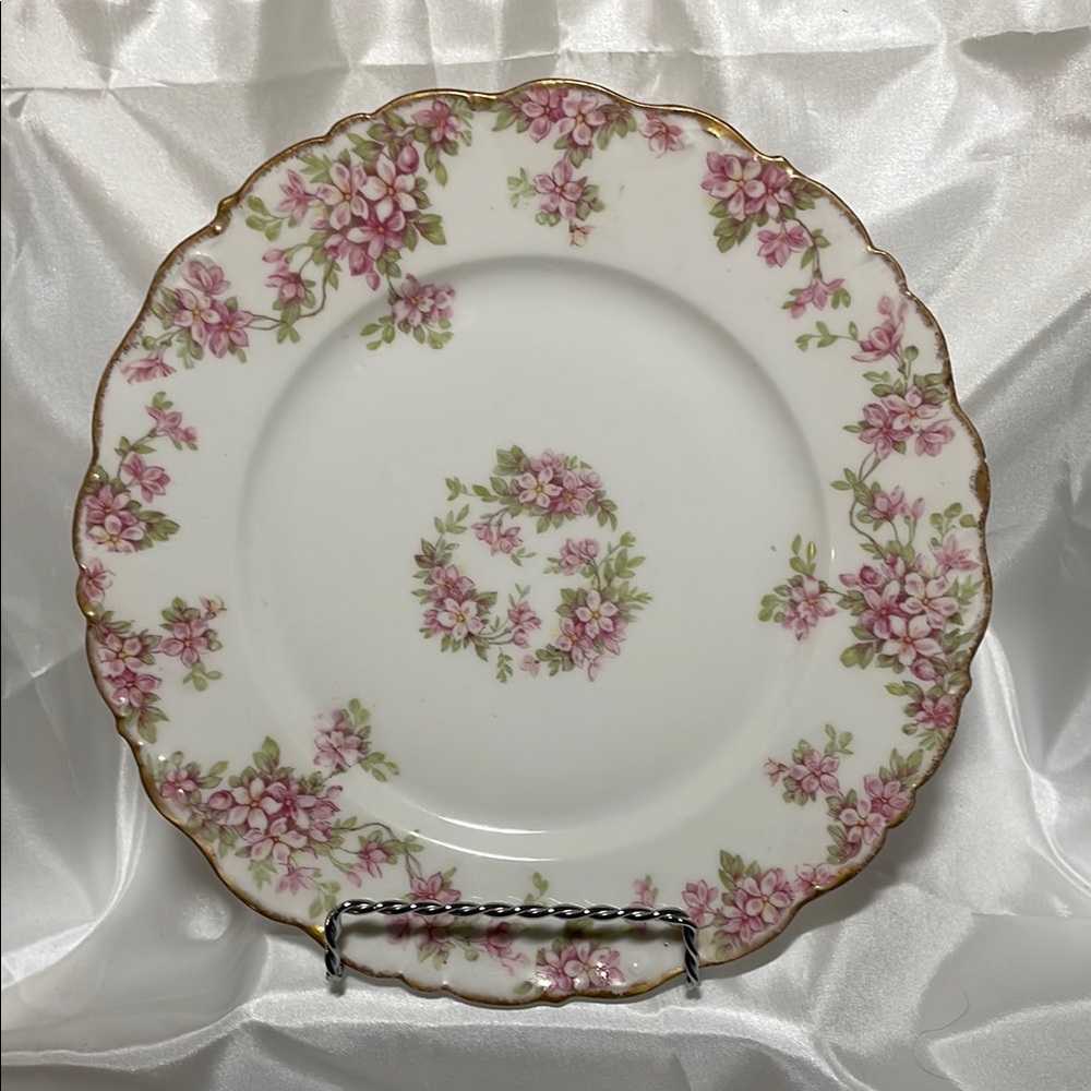 Elite P&B Limoges Antique Pink And Rose 8.75 Inch Luncheon Plate